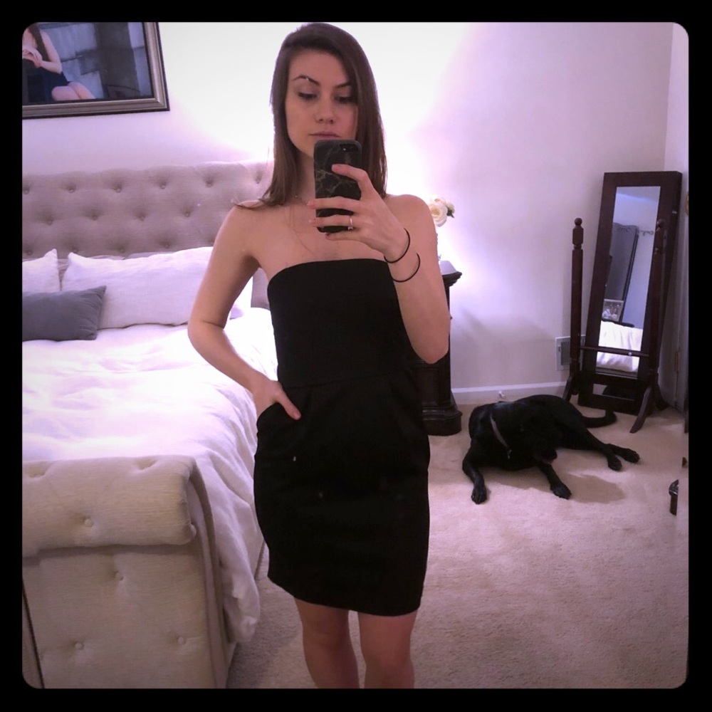 Strapless black dress
